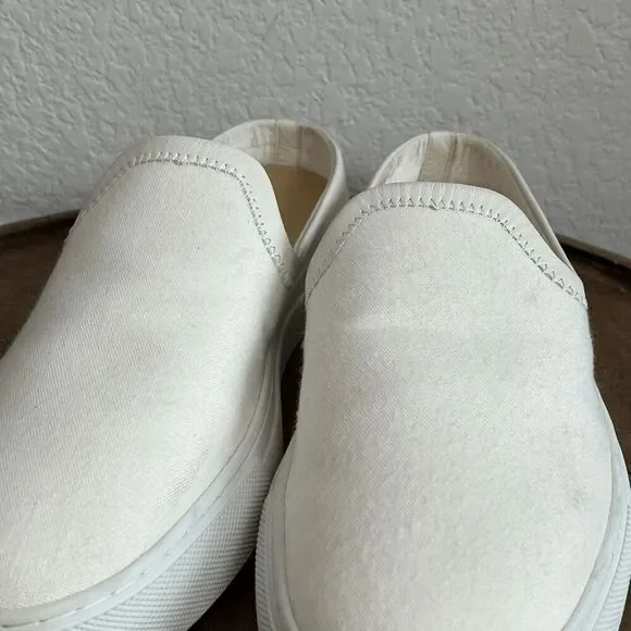 Jenni Kayne White Canvas Slip-On Slider Sneaker Shoes Women's 41 11 Run Small